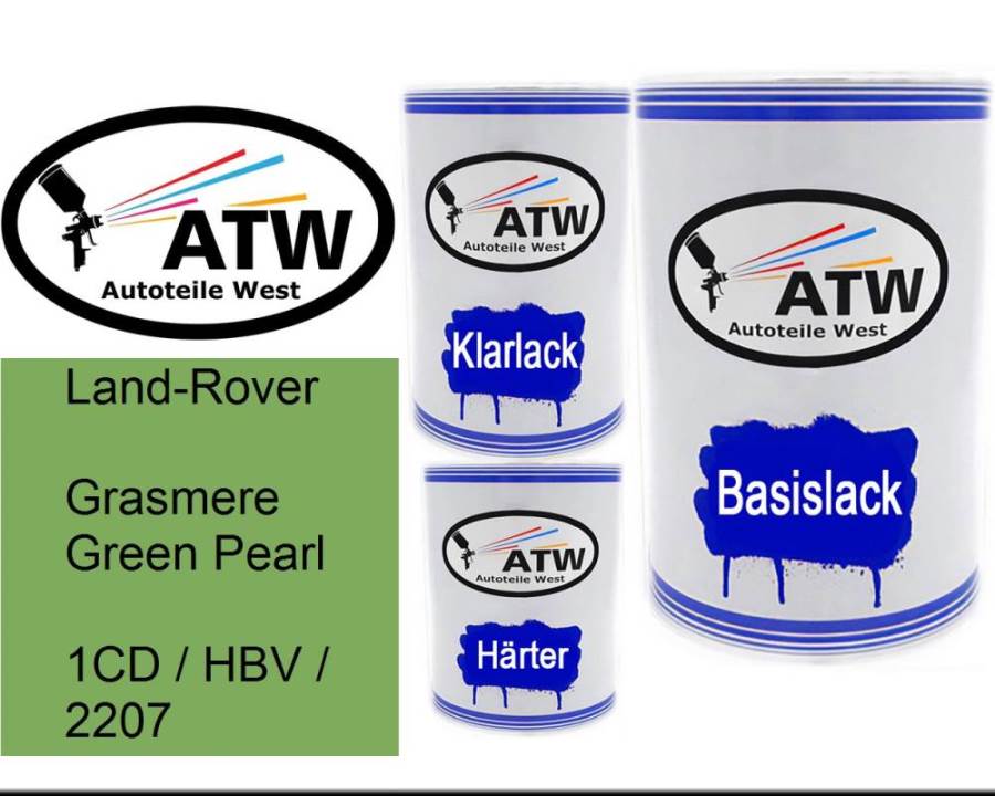 Land-Rover, Grasmere Green Pearl, 1CD / HBV / 2207: 500ml Lackdose + 500ml Klarlack + 250ml Härter - Set, von ATW Autoteile West.